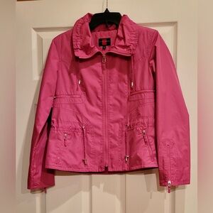 Gallery Women’s Water Resistant Pink Rain/Windbreaker Zip-Front Jacket size S